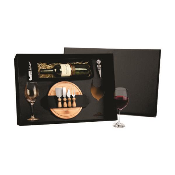 kit presente corporativo de natal Kit Queijo e Vinho com Espaço para Garrafa (9 peças)