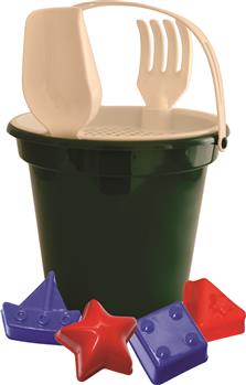 Brindes para as férias BALDE DE PRAIA COM ALÇA, PENEIRA, PÁ, RASTELO E 4 FORMAS