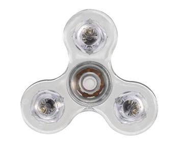 Spinner Acrílico Personalizado com LED (ref. GIR-1T) — corpo transparente, quantidade mínima 100 unidades