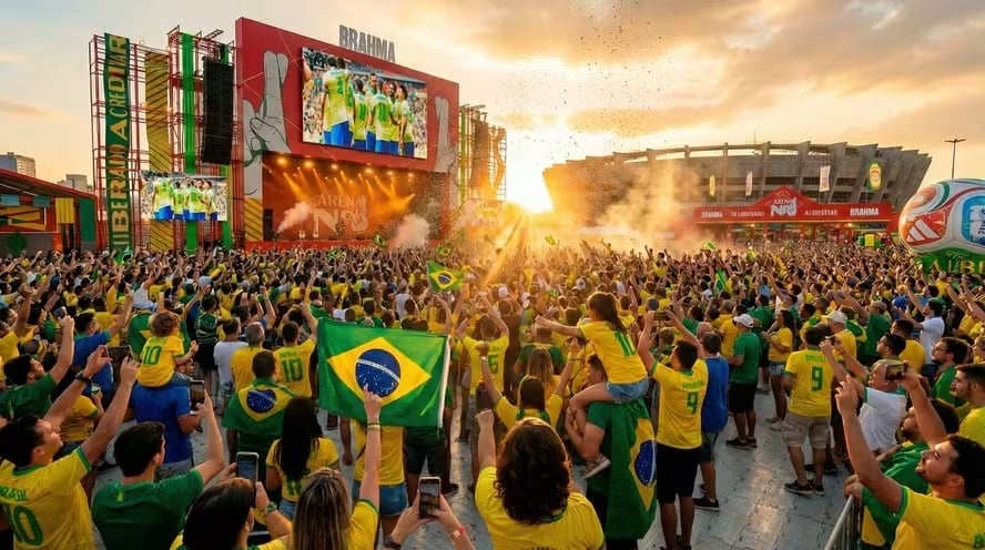 Arena Nº1 da Brahma Copa 2026 fan fest cinco capitais
