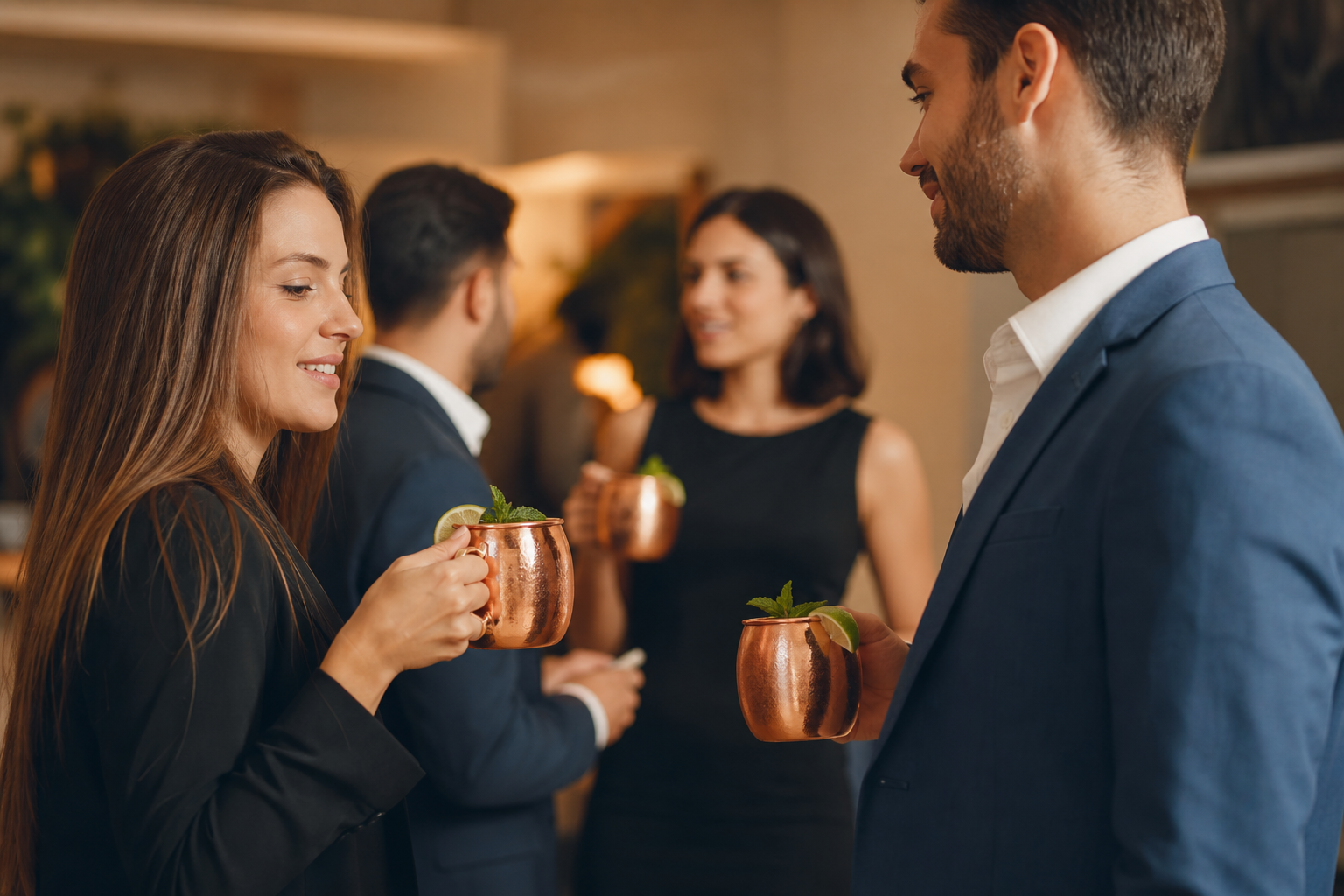 Canecas Moscow Mule em confraternização corporativa