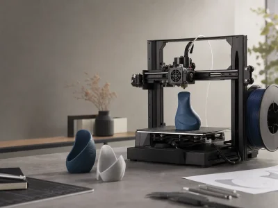Impressora 3D produz protótipo de brinde personalizado em estúdio de design
