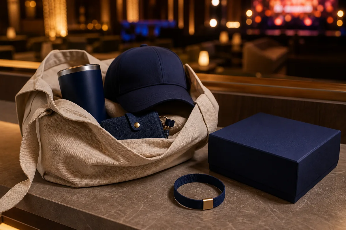 Kit VIP para festival com bolsa, copo reutilizável, boné e pulseira