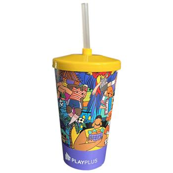 Copo 550 ml com Tampa e Canudo Mold Label